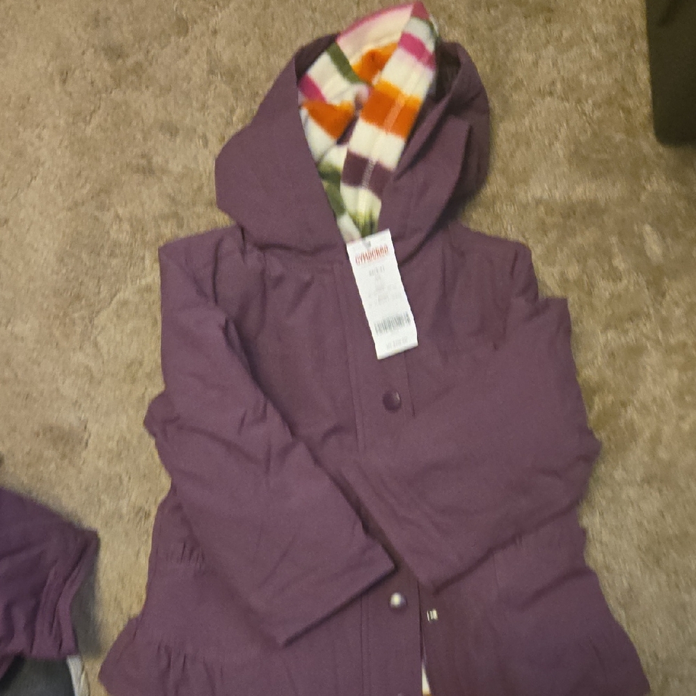Gymboree Purple Jacket 3 in 1 with Striped zip out Lining